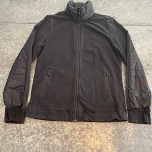 Lululemon Puffer Elbow Patch Jacket Sweatshirt Mens Medium Full Zip Black